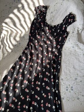 NWT Gap Floral Milkmaid Midi Dress Cottagecore Puff Sleeve Smocked M